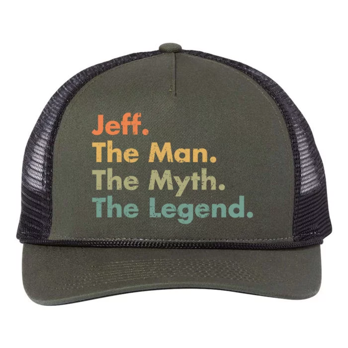 Jeff The The Myth The Legend Dad Grandpa Gift Retro Rope Trucker Hat Cap