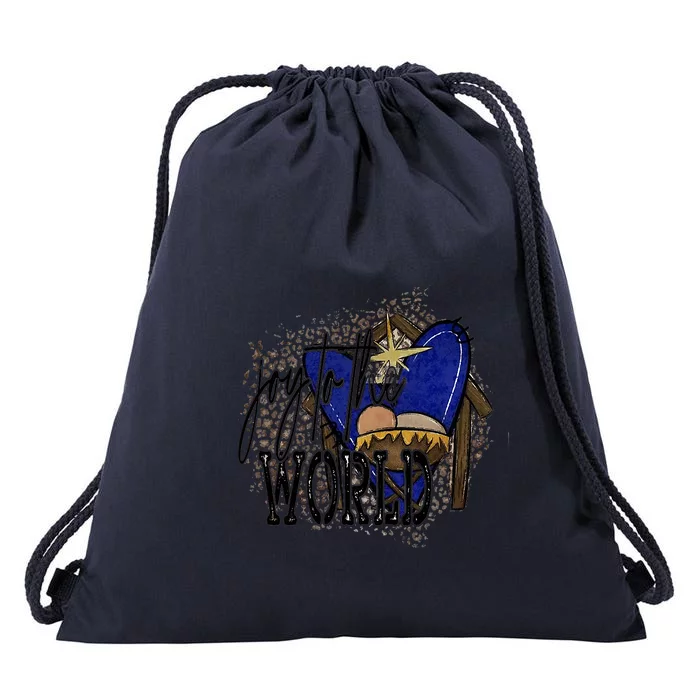 Joy To The World Baby Jesus Christmas Leopard Drawstring Bag