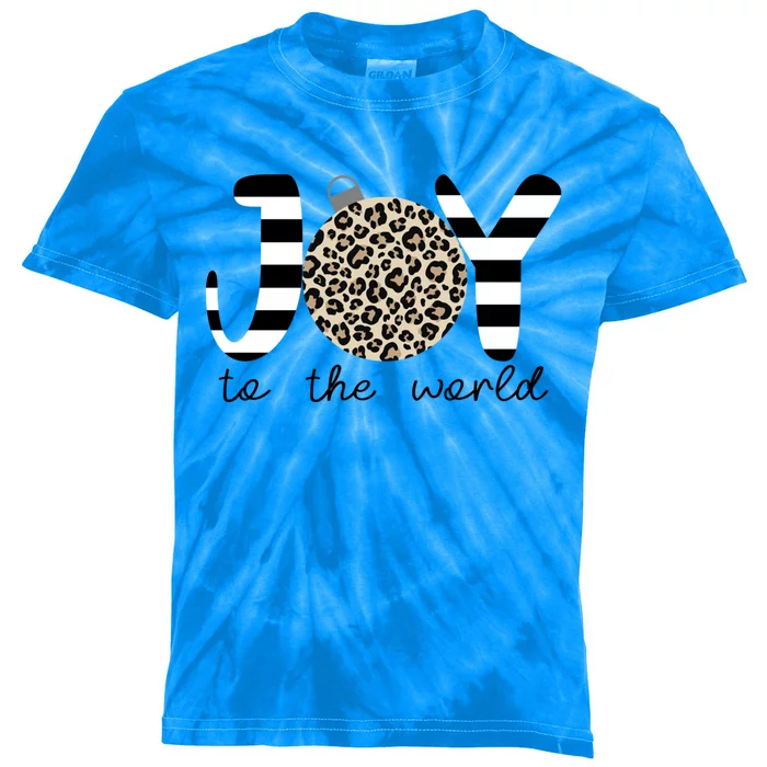 Joy To The World Leopard Striped Cute Christmas Gift Kids Tie-Dye T-Shirt