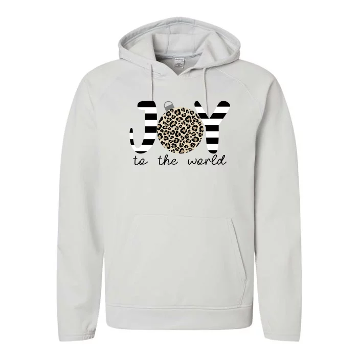 Joy To The World Leopard Striped Cute Christmas Gift Performance Fleece Hoodie