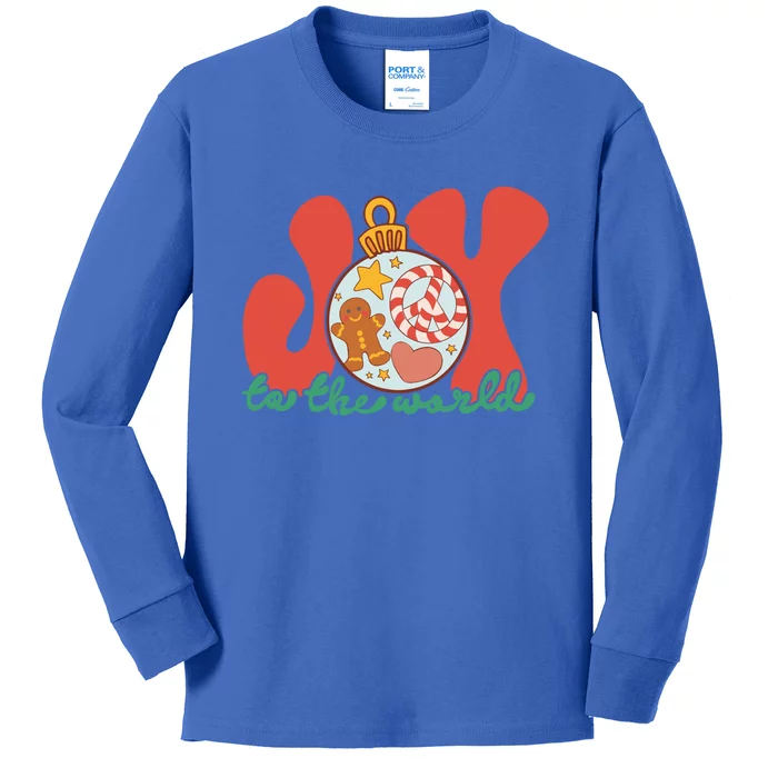 Joy To The Word Bauble Gingerbread Retro Christmas Xmas Cute Gift Kids Long Sleeve Shirt