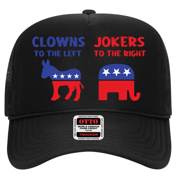 Jokers To The Right Clowns To The Left Women Libertaria High Crown Mesh Trucker Hat