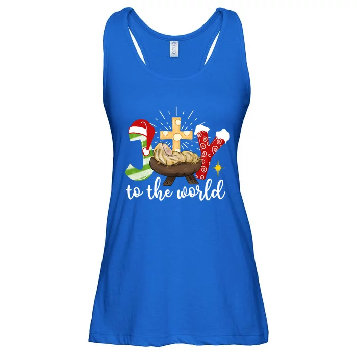 Joy To The World Jesus Christmas Pajama Xmas Holiday Cute Gift Ladies Essential Flowy Tank