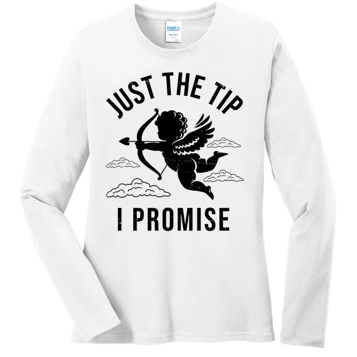 Just The Tip I Promise Funny Cupid Ladies Long Sleeve Shirt