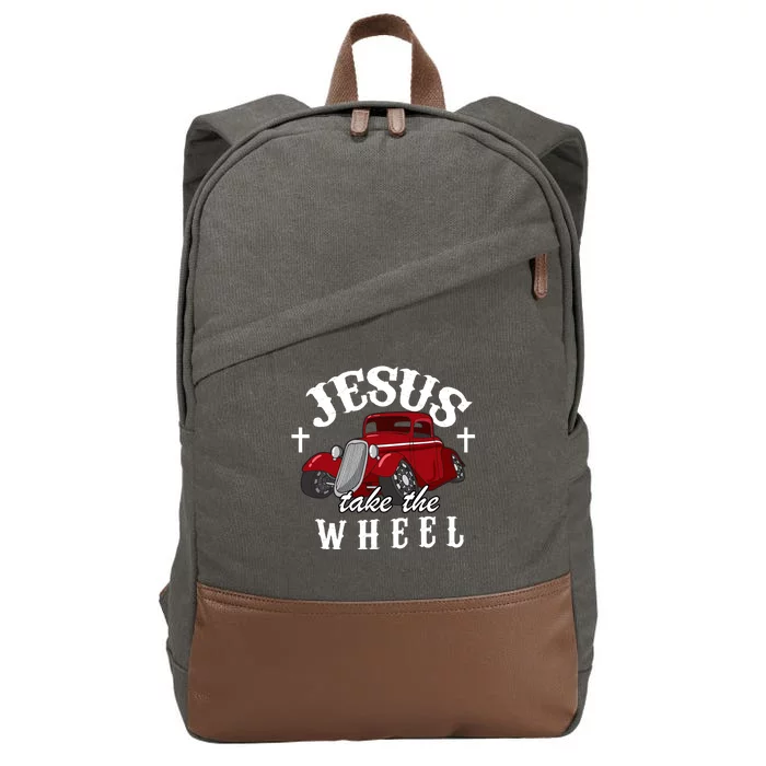 Jesus Take The Wheel Vintage Car Cotton Canvas Backpack