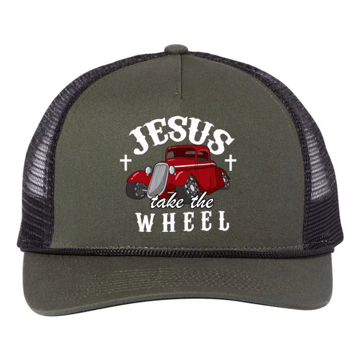 Jesus Take The Wheel Vintage Car Retro Rope Trucker Hat Cap