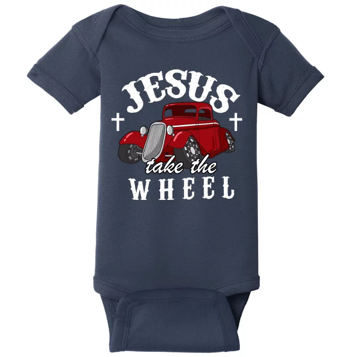 Jesus Take The Wheel Vintage Car Baby Bodysuit