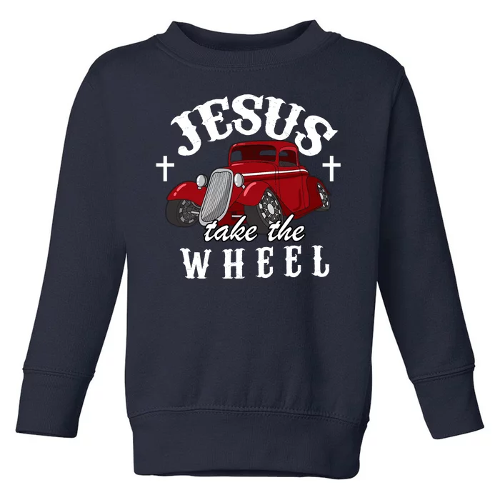 Jesus Take The Wheel Vintage Car Toddler Sweatshirt