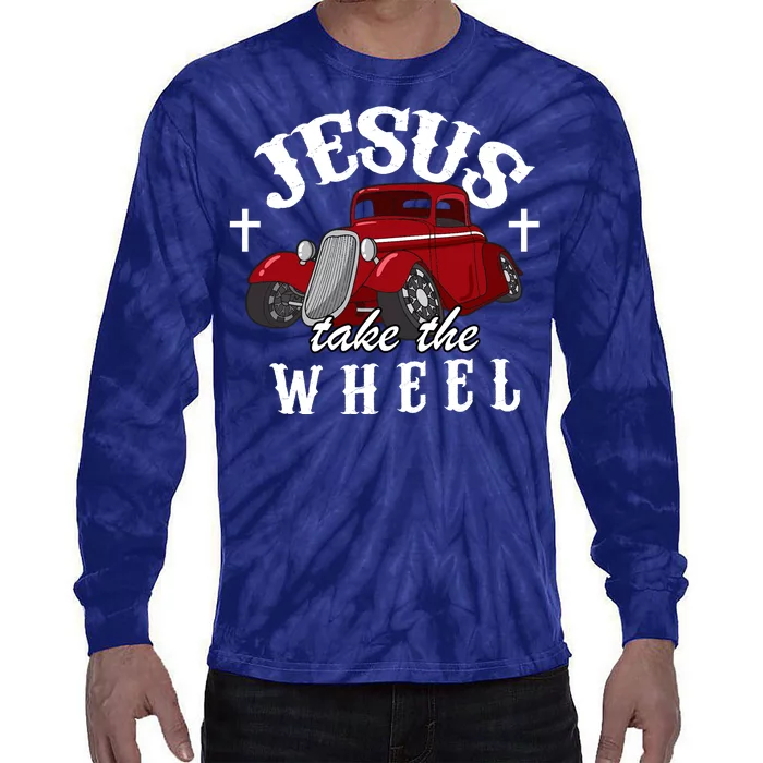 Jesus Take The Wheel Vintage Car Tie-Dye Long Sleeve Shirt