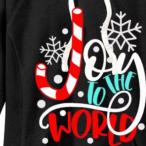 Joy to the World Candy Cane Christmas Women's Fleece Hoodie