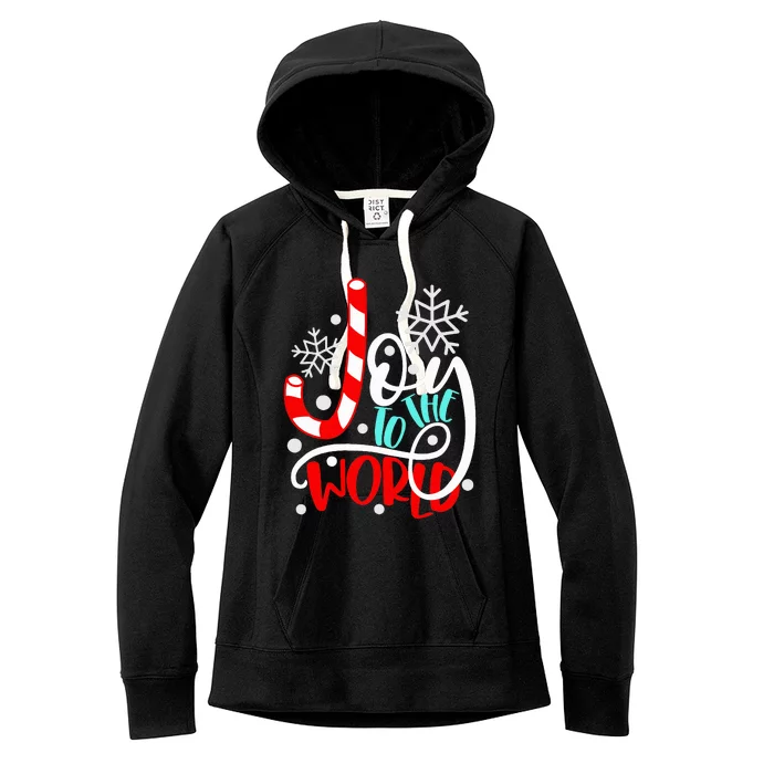 Joy to the World Candy Cane Christmas Women's Fleece Hoodie