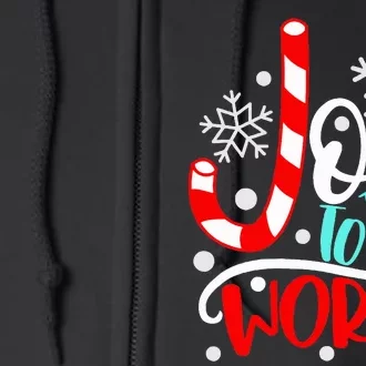 Joy to the World Candy Cane Christmas Full Zip Hoodie