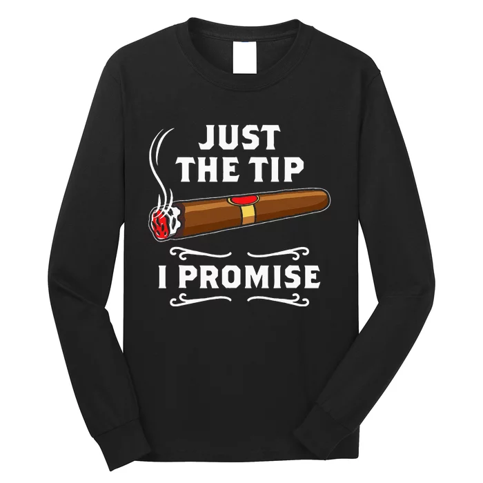 Just The Tip I Promise Cigar Smoker Men Joke Apparel Long Sleeve Shirt