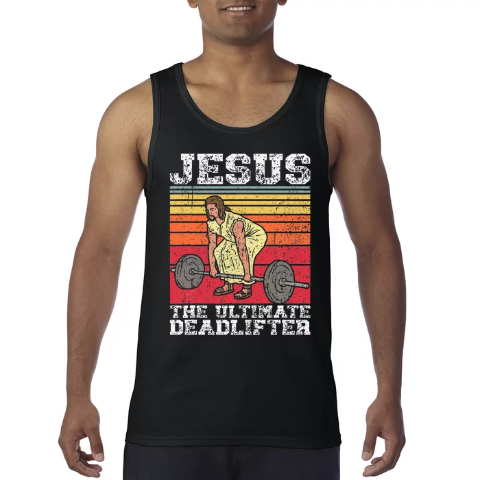 Jesus The Ultimate Deadlifter Funny Gym Bodybuliding Tank Top