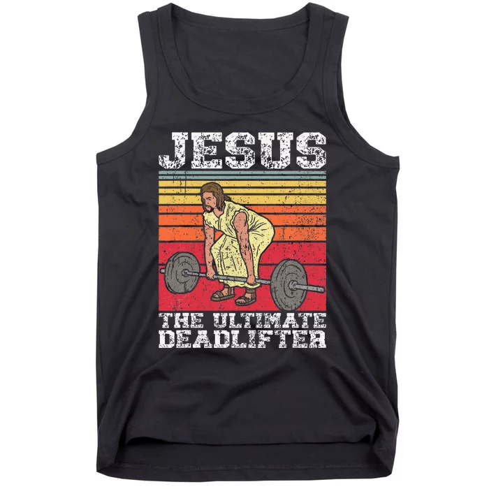 Jesus The Ultimate Deadlifter Funny Gym Bodybuliding Tank Top