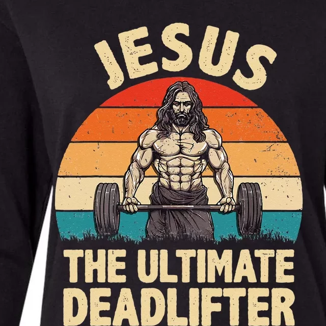 Jesus The Ultimate Deadlifter For Gym Men Women Womens Cotton Relaxed Long Sleeve T-Shirt