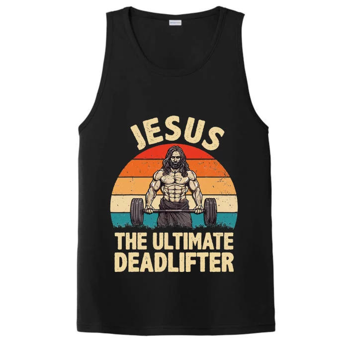 Jesus The Ultimate Deadlifter For Gym Men Women Performance Tank