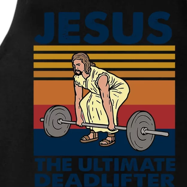 Jesus The Ultimate Deadlifter By Jesus Surfed Co Cute Gift Ladies Tri-Blend Wicking Tank