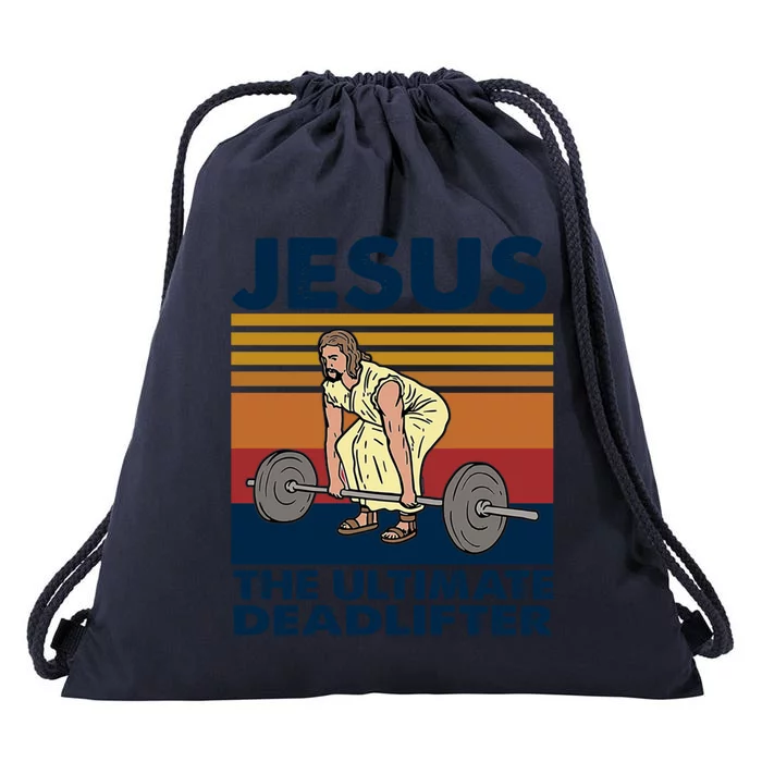 Jesus The Ultimate Deadlifter By Jesus Surfed Co Cute Gift Drawstring Bag