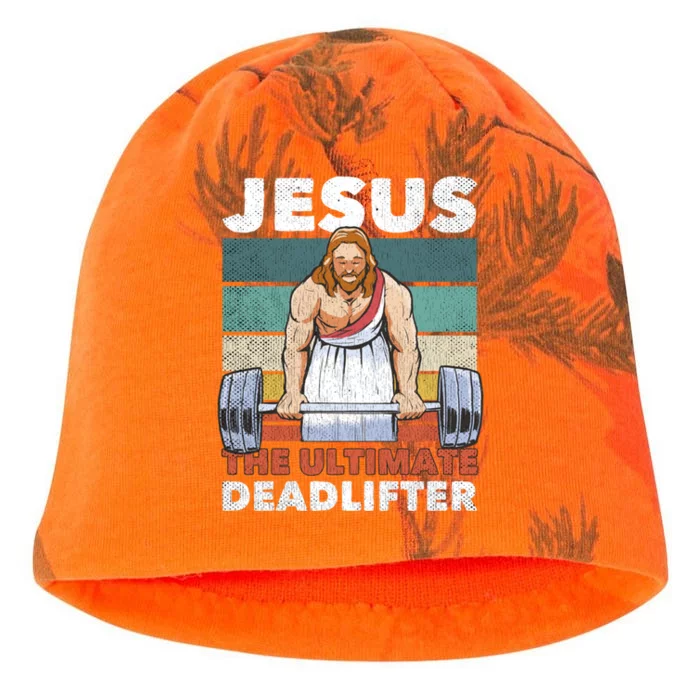 Jesus The Ultimate Deadlifter Gymbro Fitness Workout Meaningful Gift Kati - Camo Knit Beanie