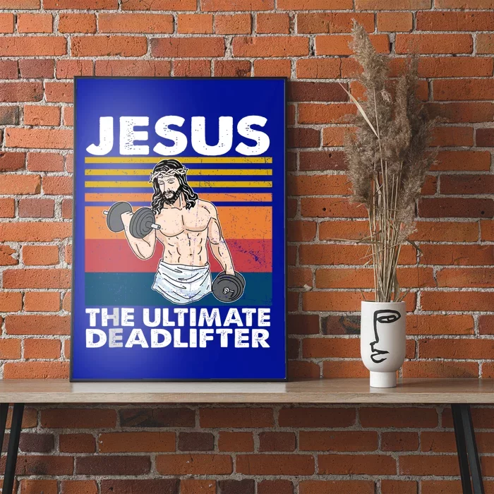 Jesus The Ultimate Deadlifter Fitness Vintage Jesus Gym Gift Poster