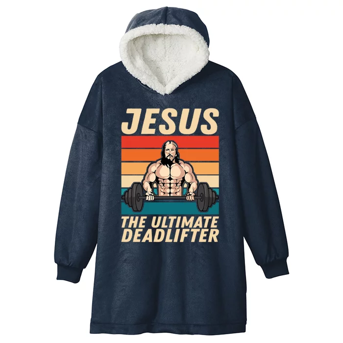 Jesus The Ultimate Deadlifter Funny Vintage Gym Christian Gift Hooded Wearable Blanket