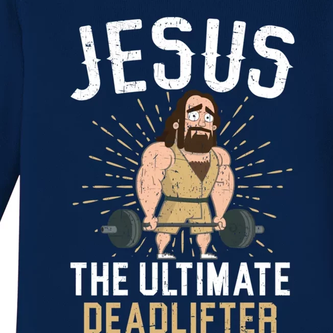 Jesus The Ultimate Deadlifter Religious Christian Believer Cool Gift Baby Long Sleeve Bodysuit