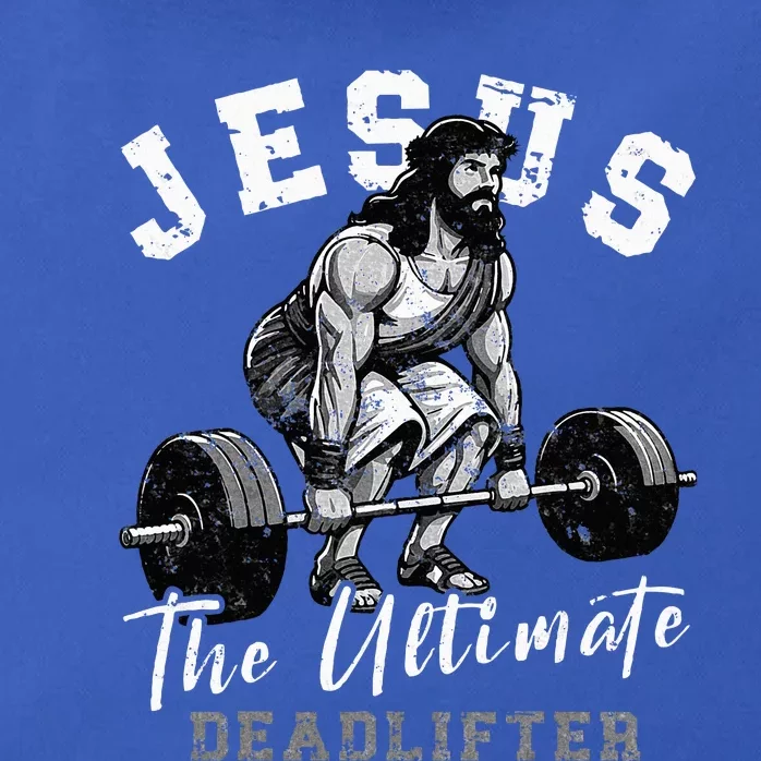 Jesus The Ultimate Deadlifter Funny Christian Workout Gym Zip Tote Bag