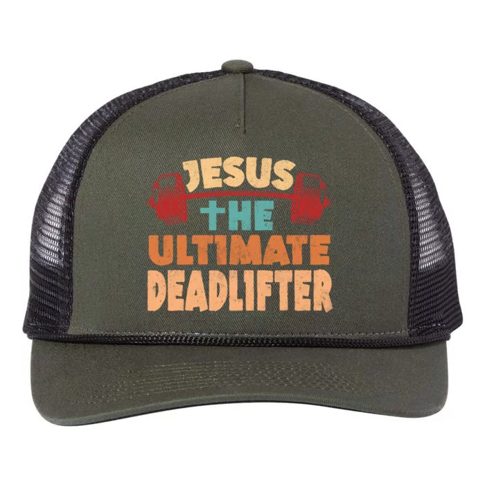 Jesus The Ultimate Deadlifter Funny Christian Bodybuilding Gift Retro Rope Trucker Hat Cap