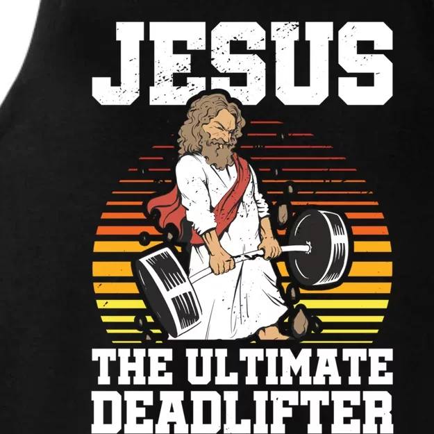 Jesus The Ultimate Deadlifter Gym Christian Faith Jesus Funny Gift Ladies Tri-Blend Wicking Tank