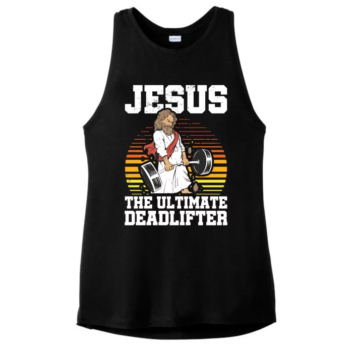 Jesus The Ultimate Deadlifter Gym Christian Faith Jesus Funny Gift Ladies Tri-Blend Wicking Tank