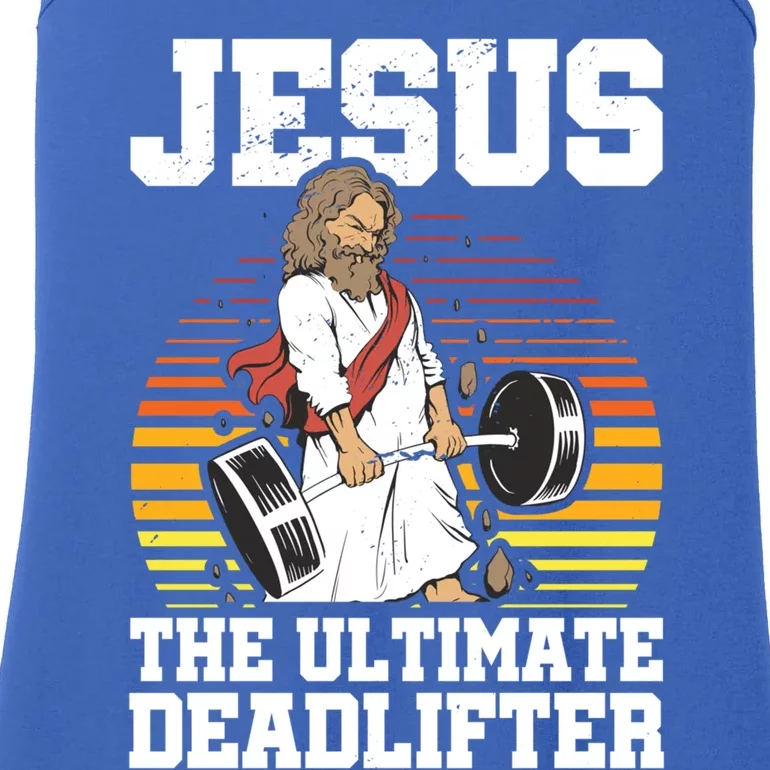 Jesus The Ultimate Deadlifter Gym Christian Faith Jesus Funny Gift Ladies Essential Tank