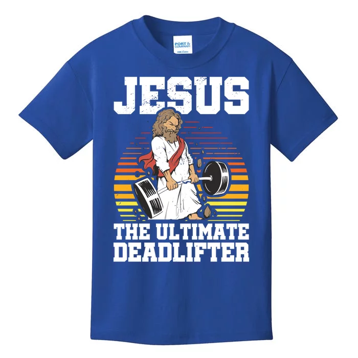 Jesus The Ultimate Deadlifter Gym Christian Faith Jesus Funny Gift Kids T-Shirt