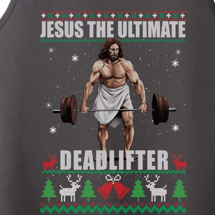 Jesus The Ultimate Deadlifter Ugly Christmas Cool Gift Performance Tank