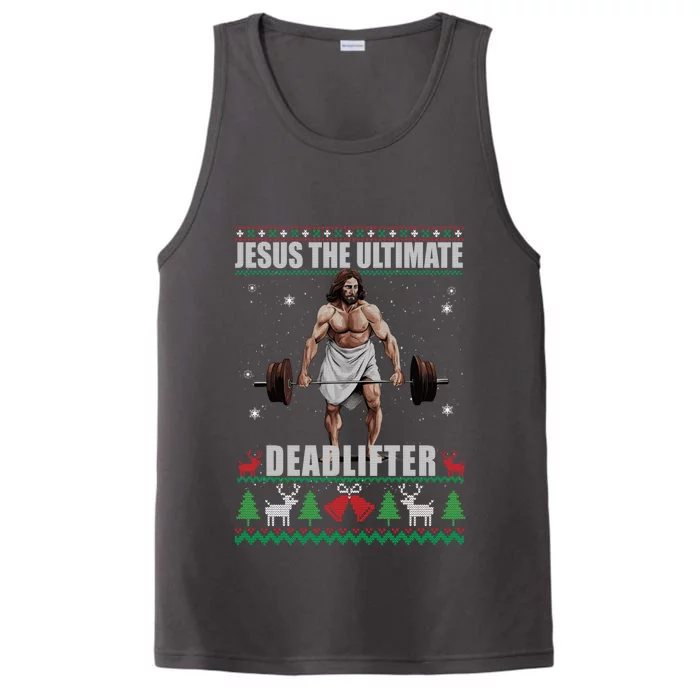 Jesus The Ultimate Deadlifter Ugly Christmas Cool Gift Performance Tank