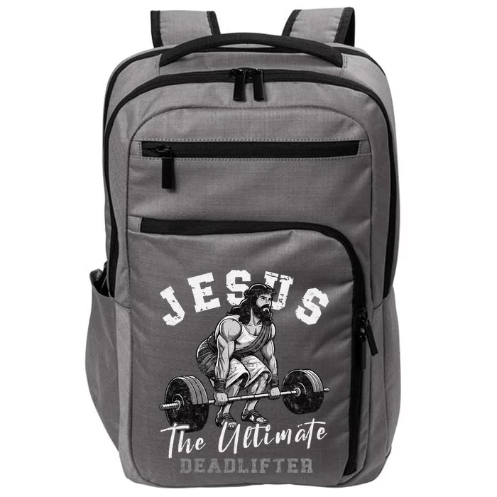 Jesus The Ultimate Deadlifter Funny Christian Workout Gym Impact Tech Backpack