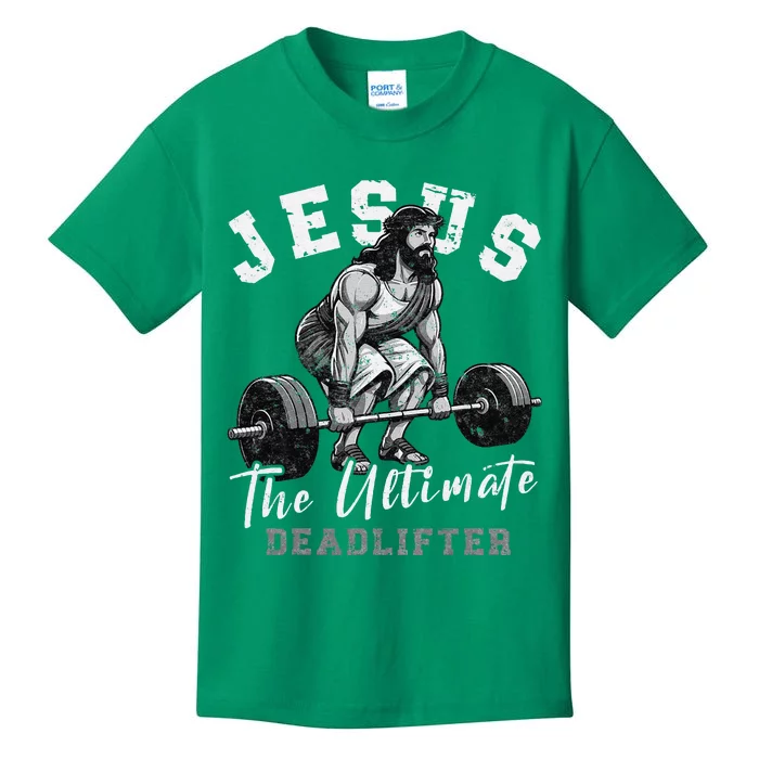 Jesus The Ultimate Deadlifter Funny Christian Workout Gym Kids T-Shirt