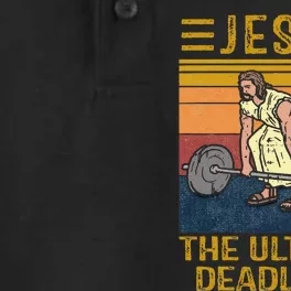 Jesus The Ultimate Deadlifter Weights Gym Fitness Athlete Dry Zone Grid Performance Polo