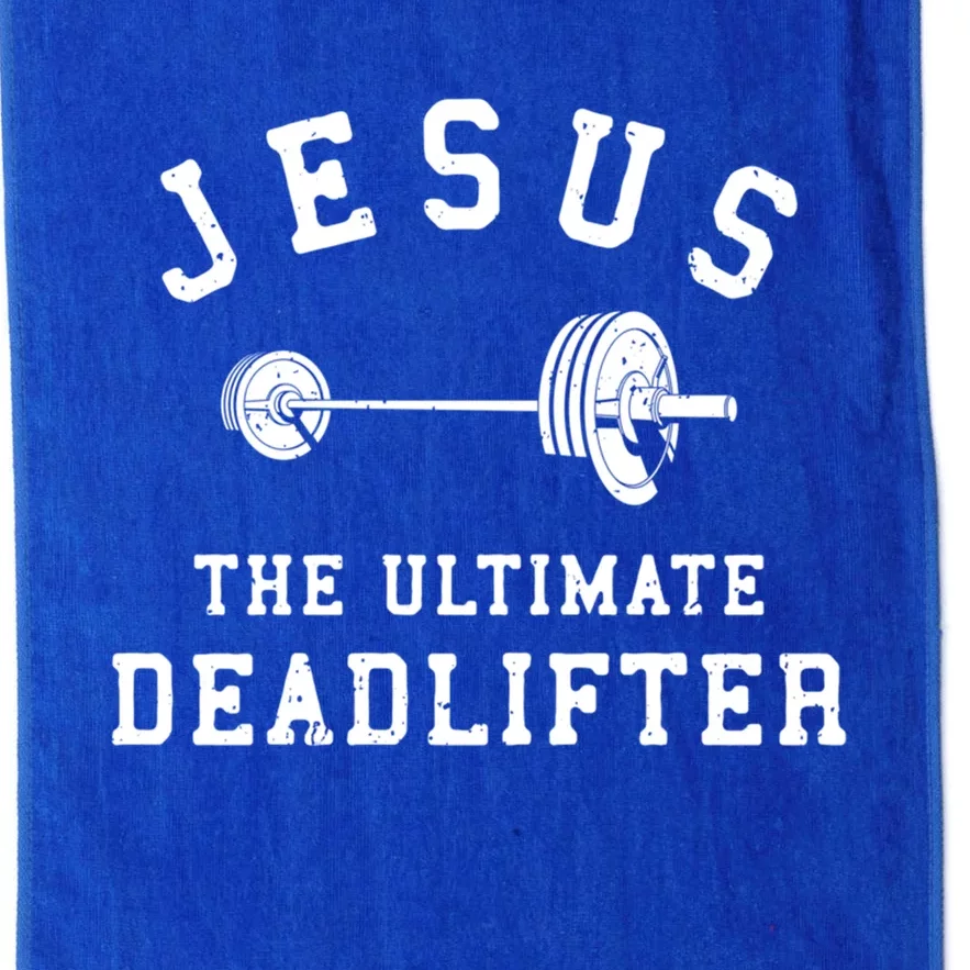 Jesus The Ultimate Deadlifter Christian Gym Workout Exercise Funny Gift Platinum Collection Golf Towel