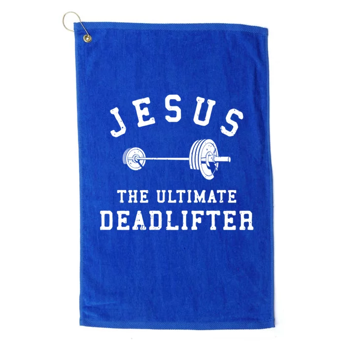 Jesus The Ultimate Deadlifter Christian Gym Workout Exercise Funny Gift Platinum Collection Golf Towel