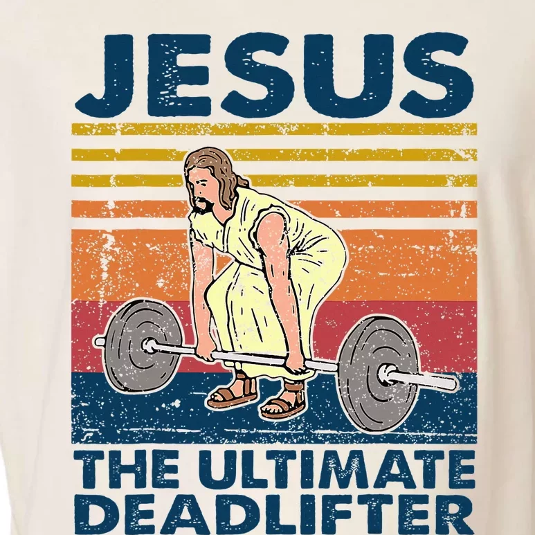 Jesus The Ultimate Deadlifter Funny Christian Gym Garment-Dyed Women's Muscle Tee