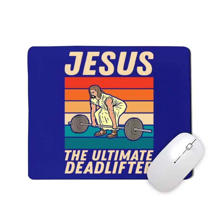 Jesus The Ultimate Deadlifter Funny Vintage Gym Christian Cool Gift Mousepad