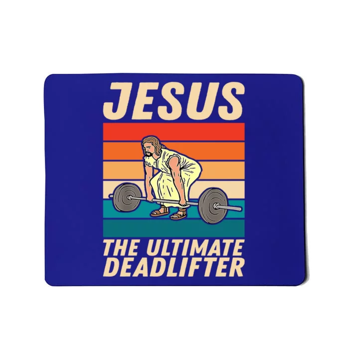 Jesus The Ultimate Deadlifter Funny Vintage Gym Christian Cool Gift Mousepad