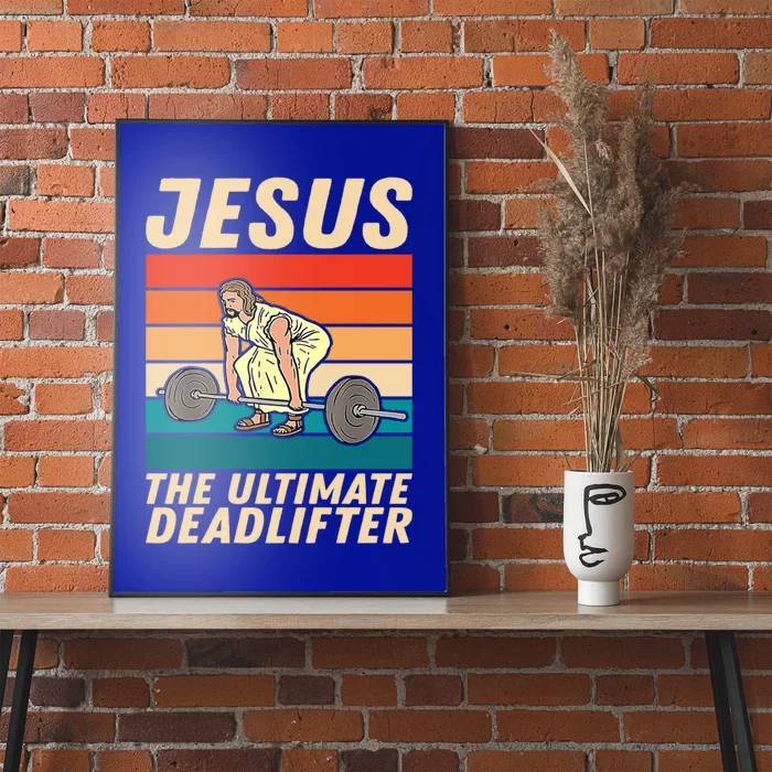 Jesus The Ultimate Deadlifter Funny Vintage Gym Christian Cool Gift Poster