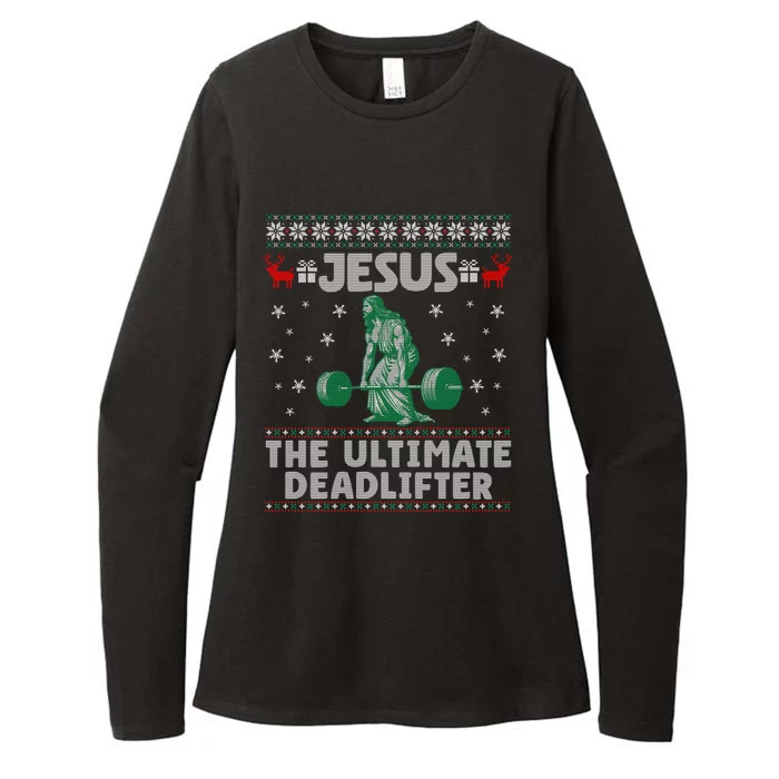 Jesus The Ultimate Deadlifter Christmas Ugly Sweater Cool Gift Womens CVC Long Sleeve Shirt