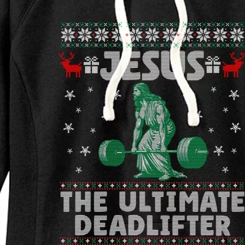 Jesus The Ultimate Deadlifter Christmas Ugly Sweater Cool Gift Women's Fleece Hoodie