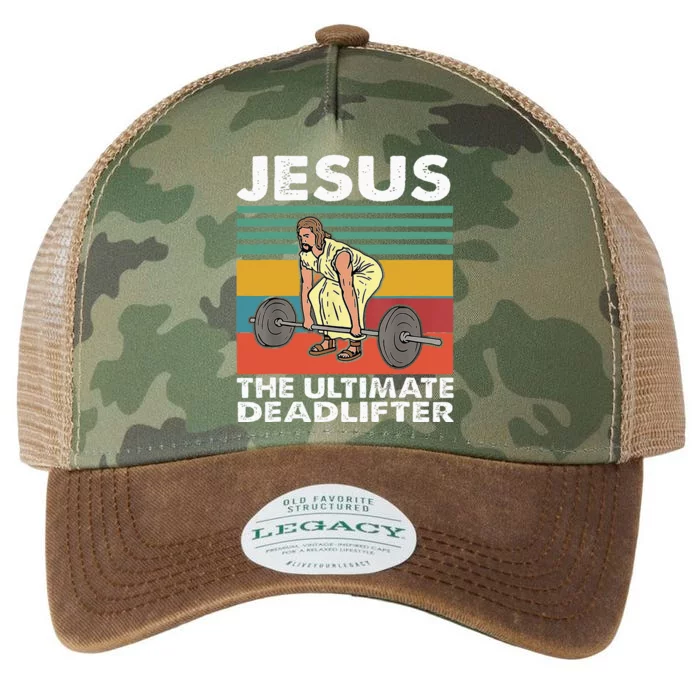 Jesus The Ultimate Deadlifter Funny Jesus Lifting Gym Legacy Tie Dye Trucker Hat