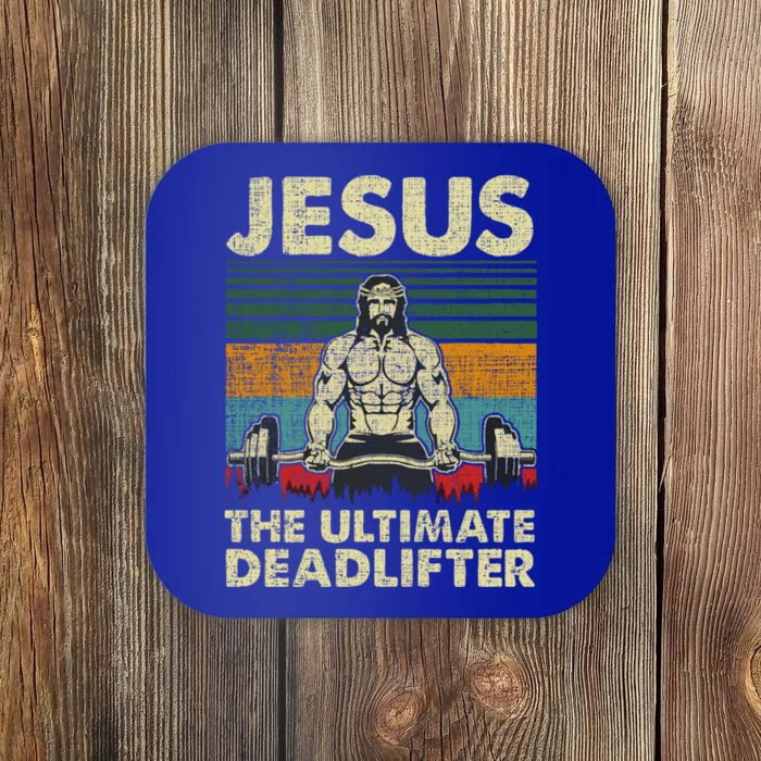 Jesus The Ultimate Deadlifter Funny Christian Workout Jesus Gift Coaster