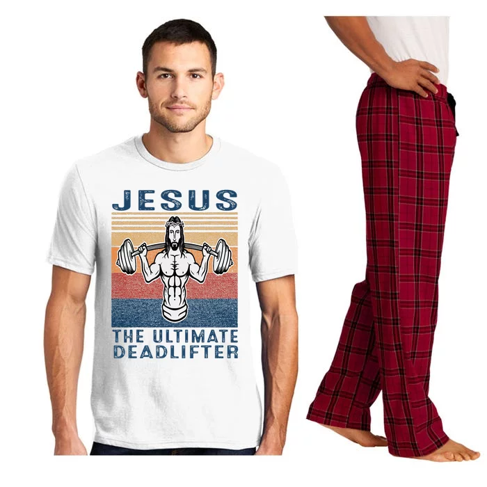 Jesus The Ultimate Deadlifter Gym Working Out Funny Vintage Pajama Set