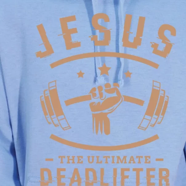 Jesus The Ultimate Deadlifter Funny Gift Fitness Fan Gift Unisex Surf Hoodie